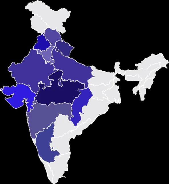 12 States, 1 Union Territory and 490+  Branches